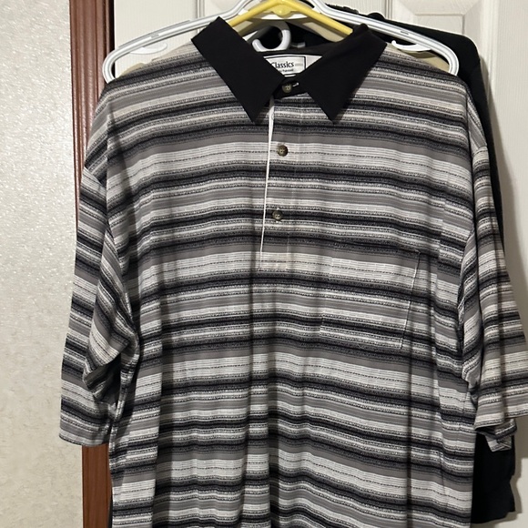 Usios Men's Striped Button-Down Shirt in Black and Gray - Picture 1 of 3